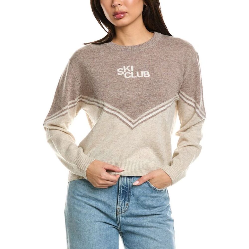 Brodie Cashmere Womens  Ski Club Wool & Cashmere-Blend Sweater, Grey